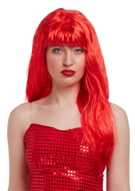 Ladies Long Red Fancy Dress Wig Ideal for Parties, Festivals, Concerts, Cosplay