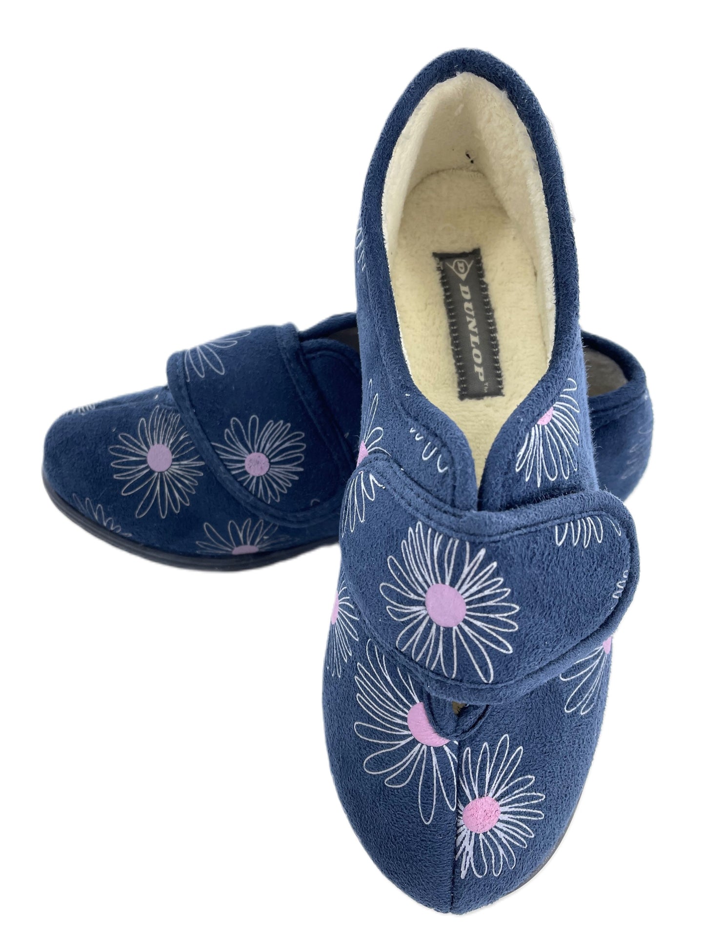 Dunlop Ladies Slippers Daisy Print Adjustable Strap Memory Foam Washable