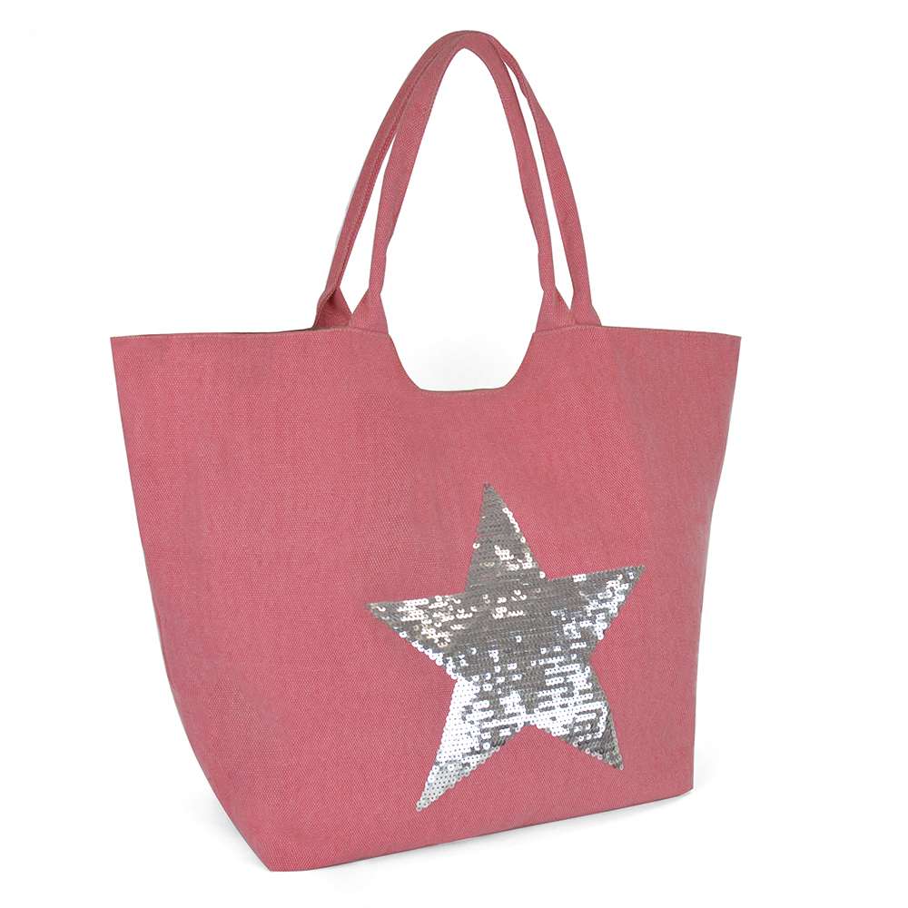 Summer Tote Bag with Sequin Star Design
