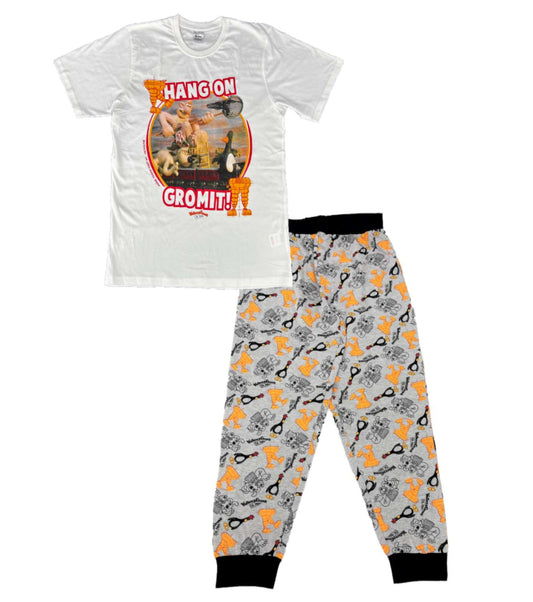 Wallace & Gromit Men's Pyjamas – “Hang On Gromit!” Design - SMALL