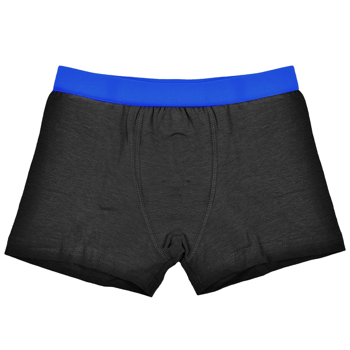 2 Pack Men's Soft Stretch Cotton Blend Jersey Trunks Underwear Underpants - Black with Coloured Waistbands