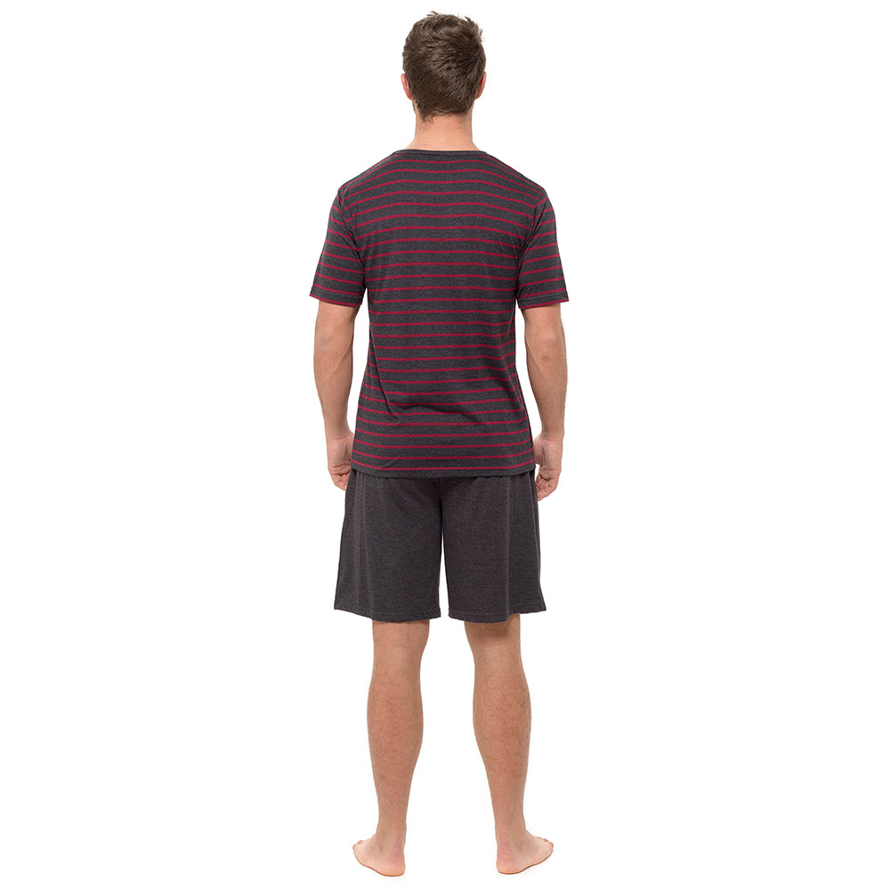 Mens Striped Cotton Jersey T-Shirt and Shorts Pyjamas Set