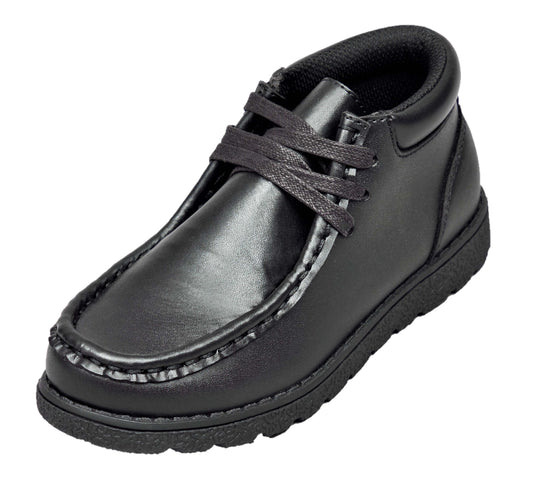 Boys' Black Lace-Up High Top School Shoes – Sizes 13 to 5, Synthetic Upper