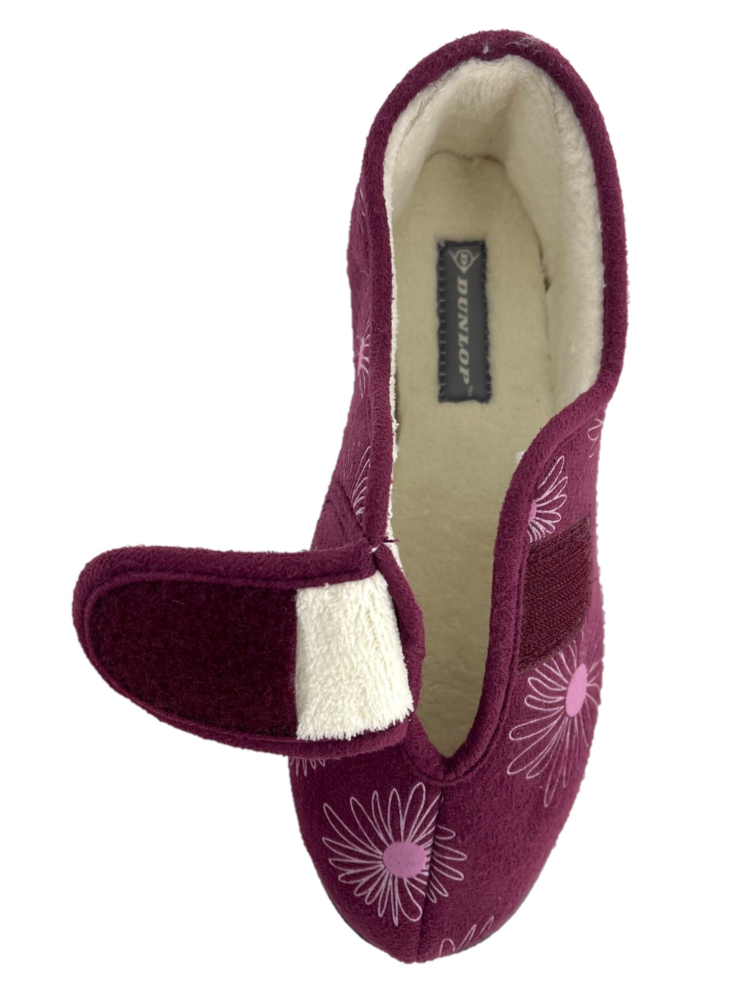 Dunlop Ladies Slippers Daisy Print Adjustable Strap Memory Foam Washable