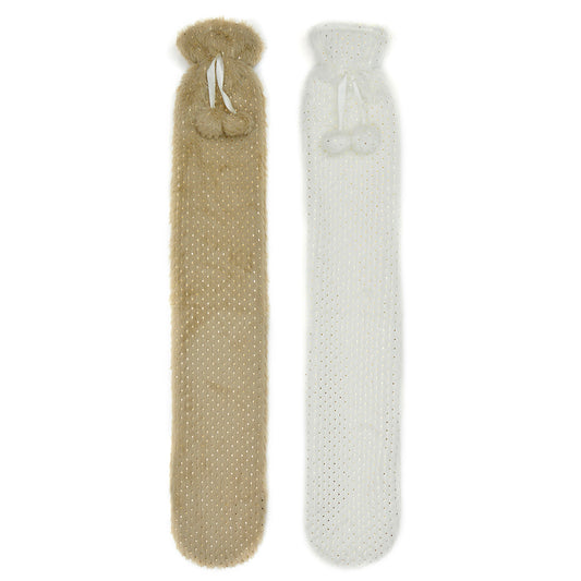 Extra Long Plush Gold Spotty Hot Water Bottle & Cover Choose Beige or Cream
