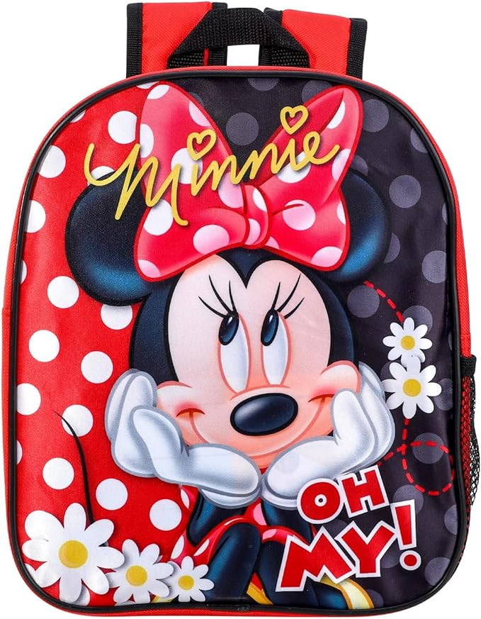 Minnie Mouse Girls Backpack School Bag Red Black 30cm Disney Kids Rucksack