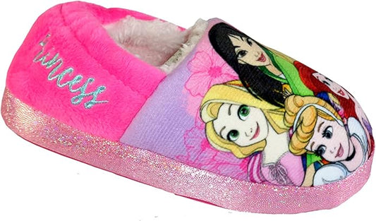 Disney Princess Girls Pink Plush Slippers UK Kids Sizes 6-10