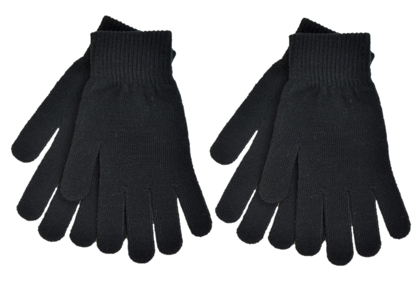 Mens Black Thermal Magic Stretch Knitted Gloves - 2, 4 or 6 Pair Packs