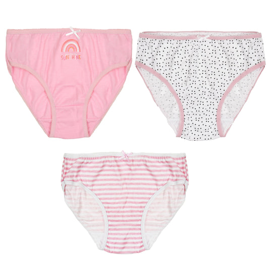 3 Pack Girls Briefs Rainbow Pattern Cotton Blend Knickers Panties Underwear