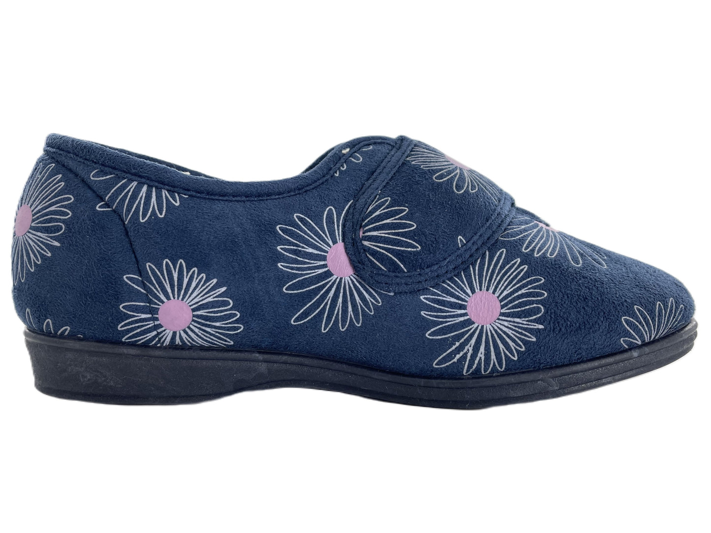 Dunlop Ladies Slippers Daisy Print Adjustable Strap Memory Foam Washable