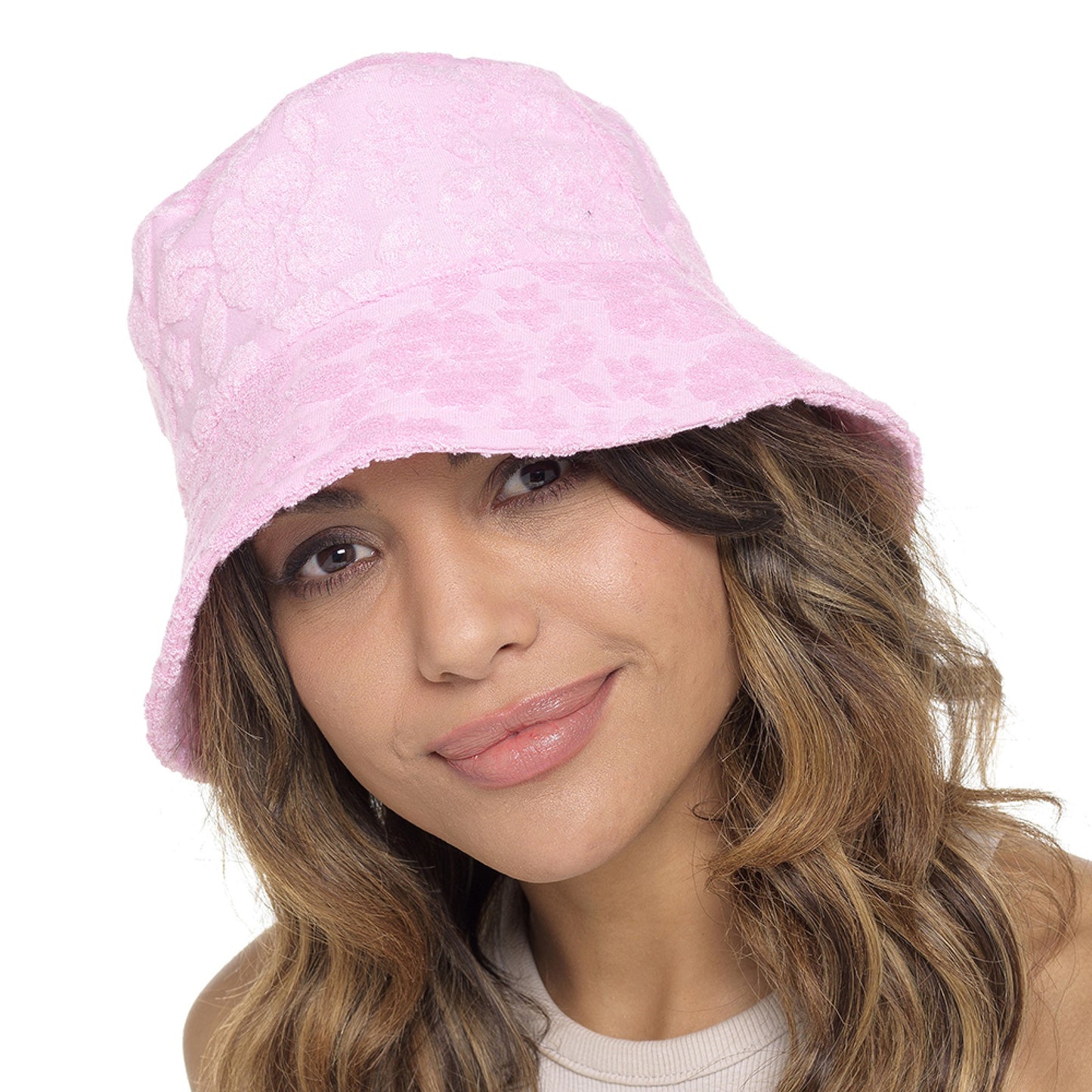 Ladies Floral Embossed Textured Bucket Hat Summer Sun Hat