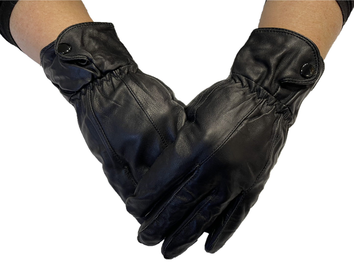 Ladies Black Leather Gloves Women's Soft Warm Lined Winter