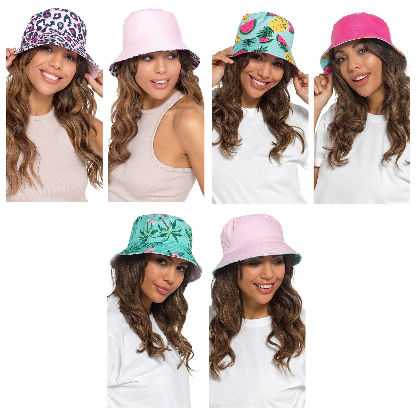 Ladies Reversible Bucket Hat Festival Fun Summer Sun Hat - Various Designs