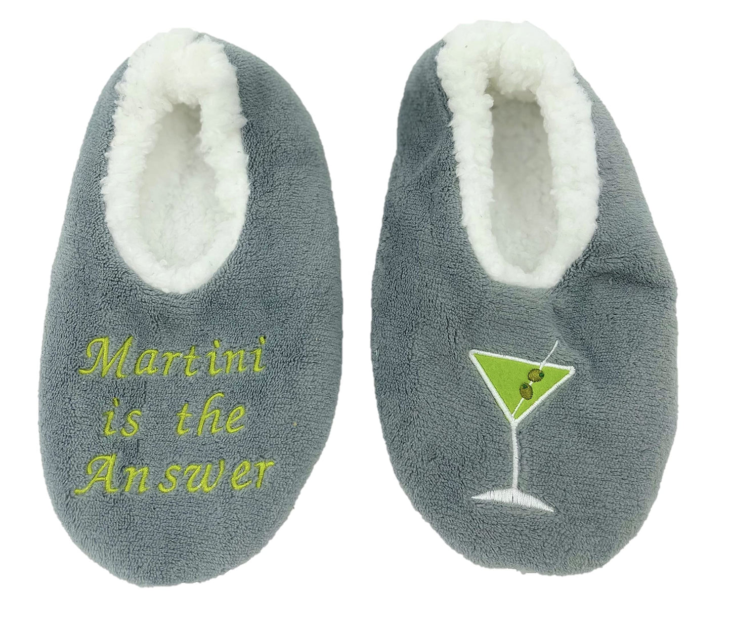 Ladies Slipper Sock with Motif - Blue Prosecco or Grey Martini 2 Sizes Available.