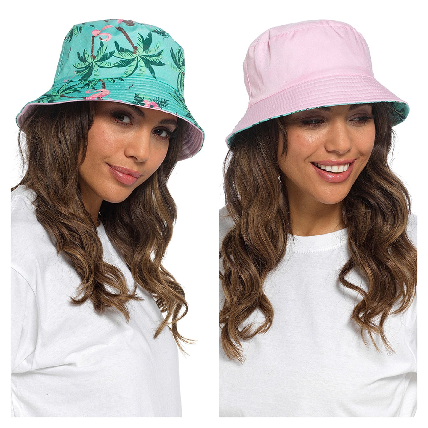 Ladies Reversible Bucket Hat Festival Fun Summer Sun Hat - Various Designs