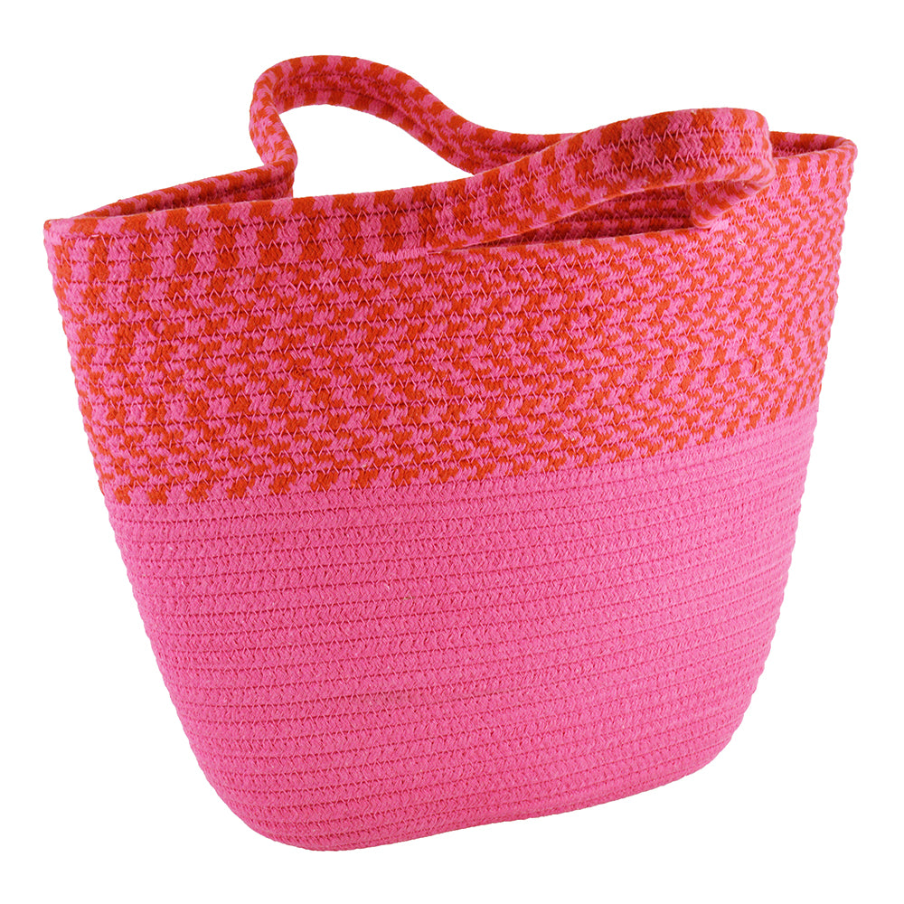 Ladies 2 Tone Pink and Red Rope Bucket Tote Bag