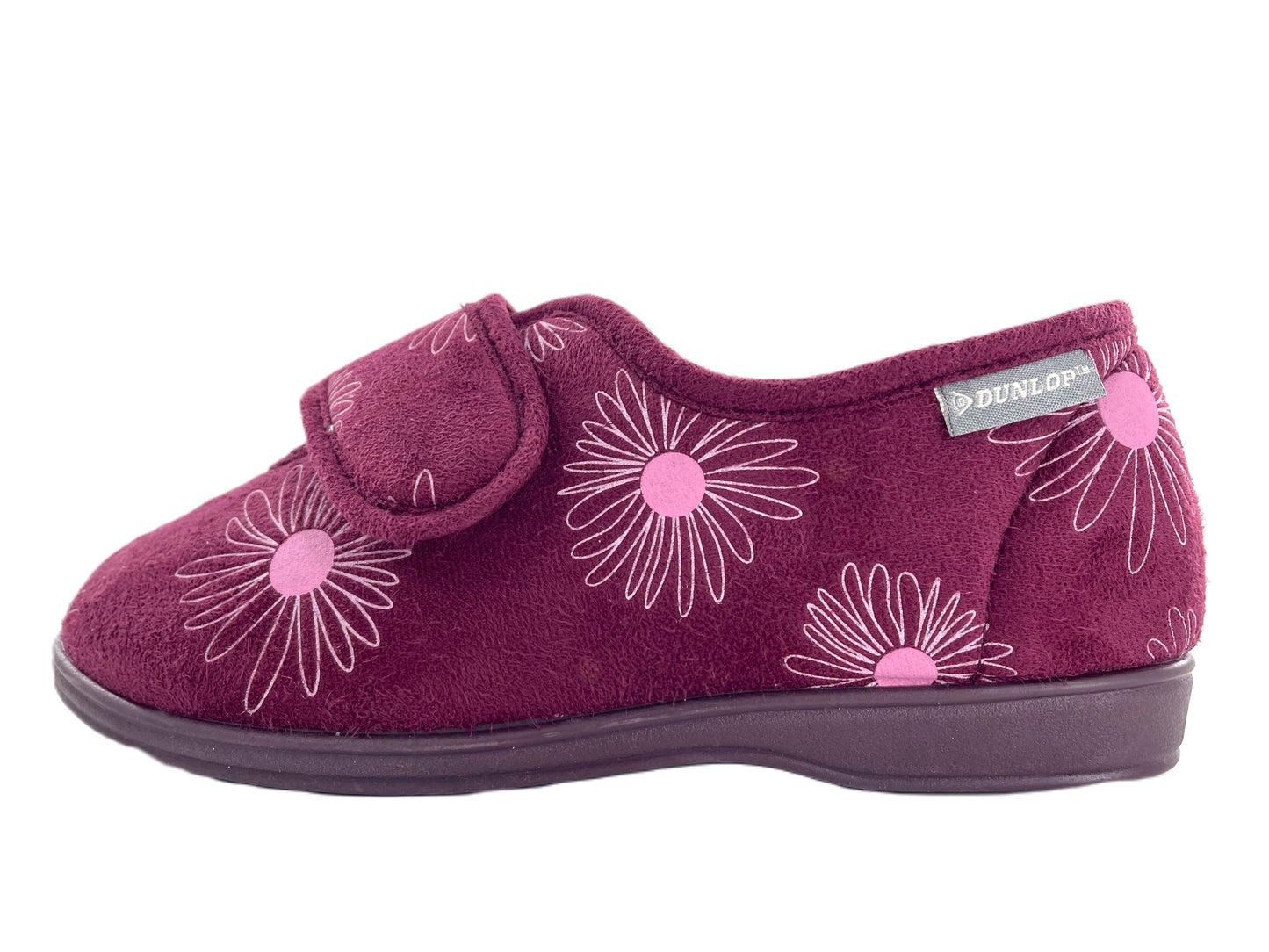 Dunlop Ladies Slippers Daisy Print Adjustable Strap Memory Foam Washable