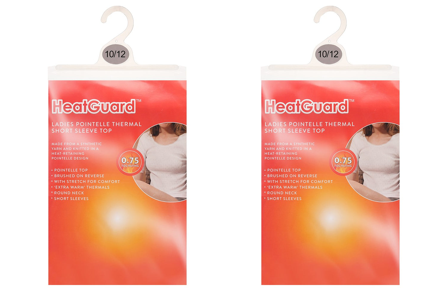 2 Pack Ladies Thermal Tops White Pointelle 0.75 TOG Knitted Vests or T-Shirts