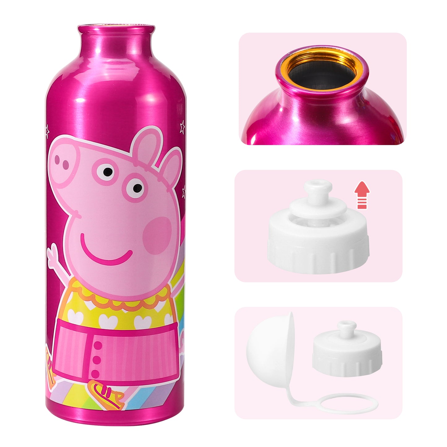 Peppa Pig Girl's Aluminium Water Bottle  - Ideal for School Lunch Bags
