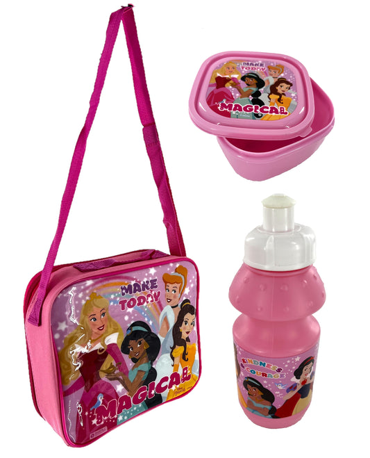Disney Princess 3Pc Lunch Set, Lunch Bag, Drink Bottle, Sandwich Box,