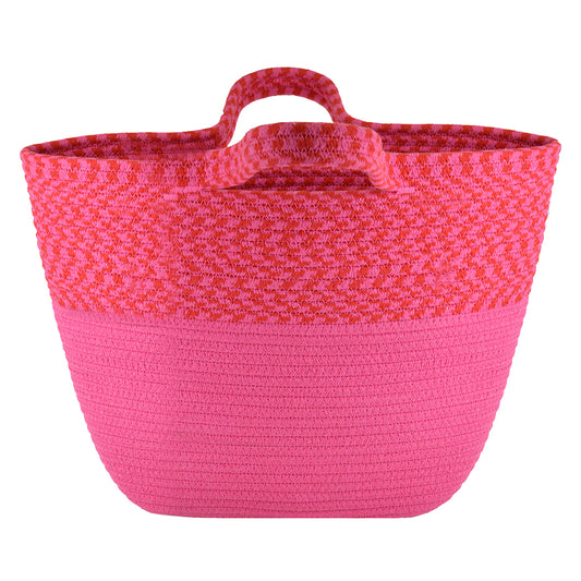 Ladies 2 Tone Pink and Red Rope Bucket Tote Bag