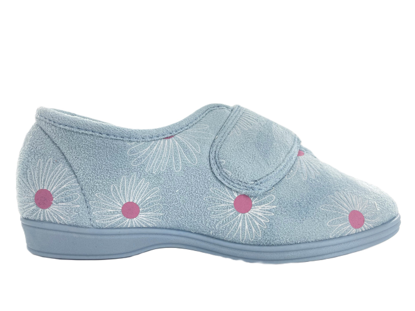 Dunlop Ladies Slippers Daisy Print Adjustable Strap Memory Foam Washable