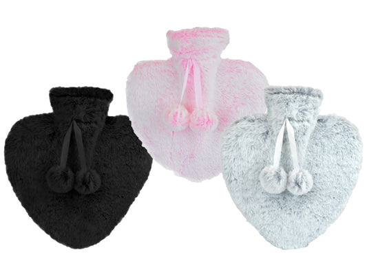 Heart Shaped Hot Water Bottle & Plush Cover 800ml