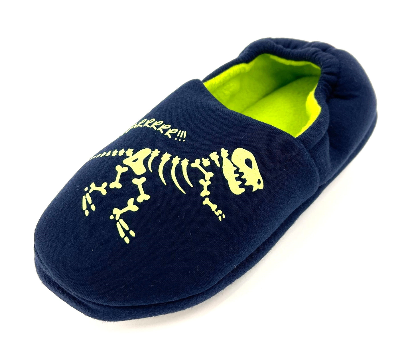 Boys Glow-in-the-Dark Dinosaur Skeleton Slip-On Slippers