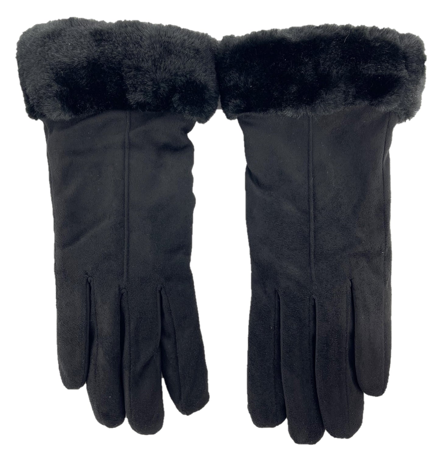 Ladies Supersoft Faux Fur Trimmed Sherpa Lined Suedette Gloves