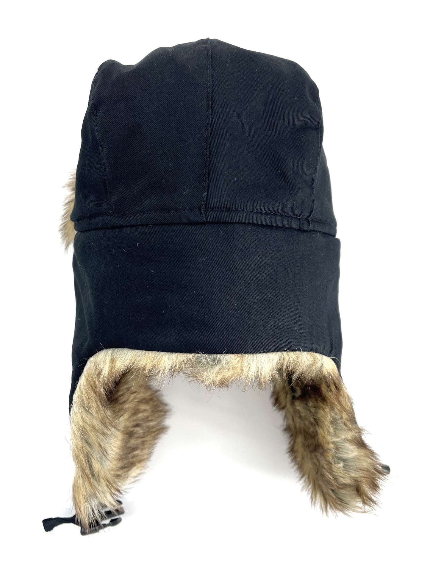 Men's Trapper Hat with Faux Fur Trim Padded Bomber Hat Adjustable Clip Fastening
