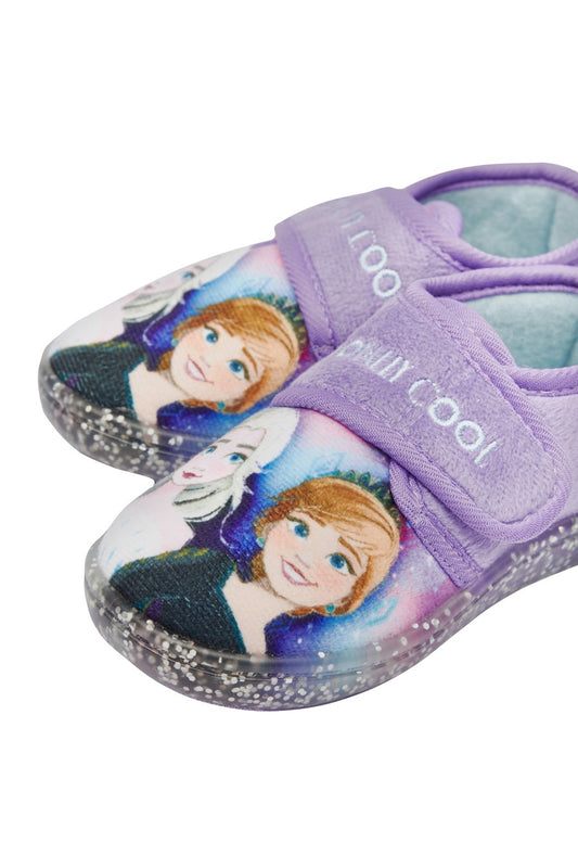 Frozen Anna and Elsa Girls "Royally Cool" Easy Close Slippers Size UK Child 5
