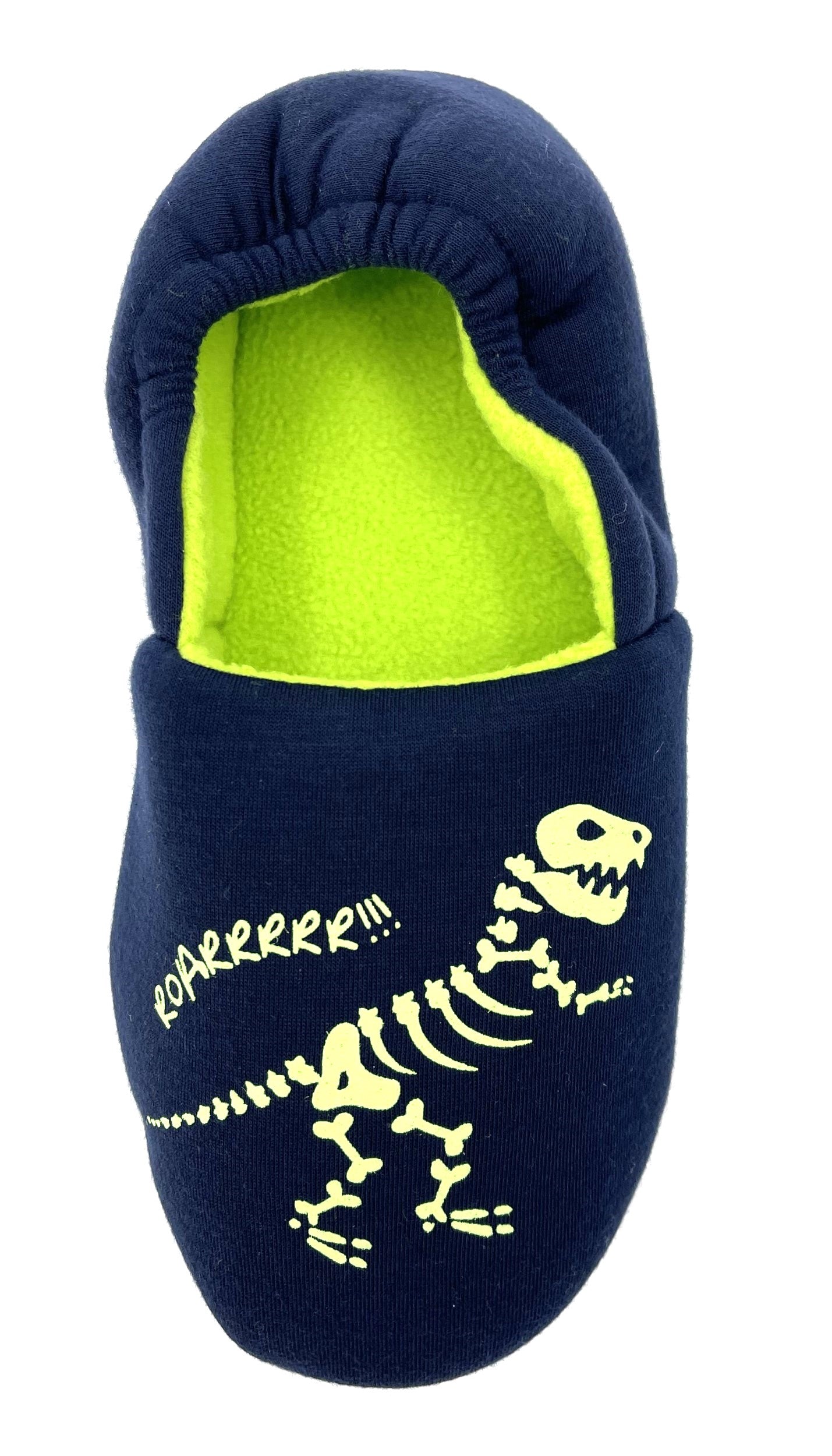 Boys Glow-in-the-Dark Dinosaur Skeleton Slip-On Slippers