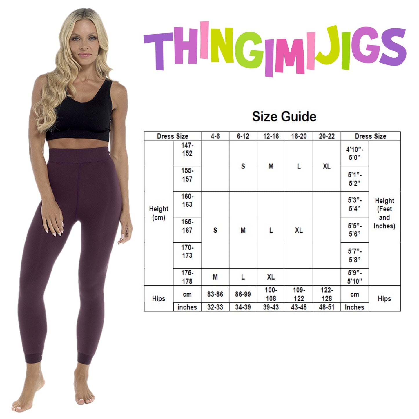 Ladies Thermal Leggings Womens Plush Velvet Lined 200 Denier Tog 2.2 Side-Seam Free