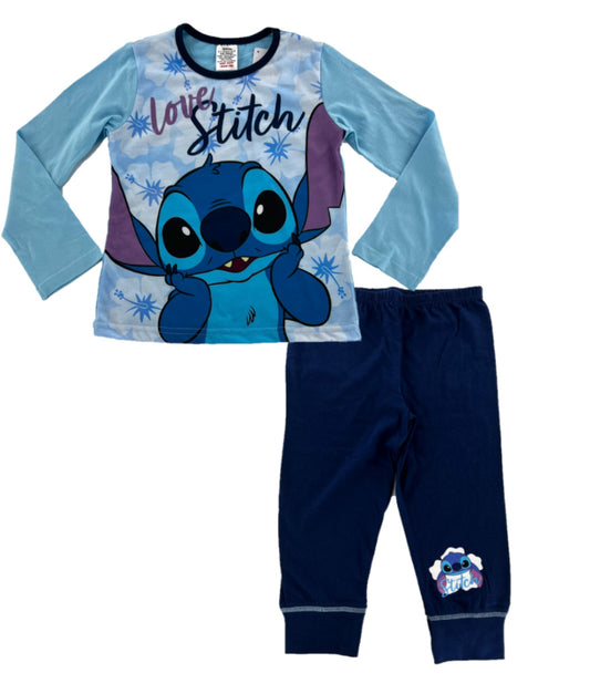Disney Stitch Girls Pyjamas "Love Stitch" 5-12 Years Cotton Rich Great Gift Idea