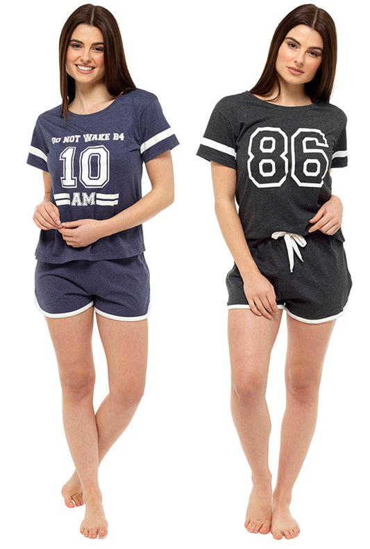 Ladies Varsity Style Short Pyjama Set
