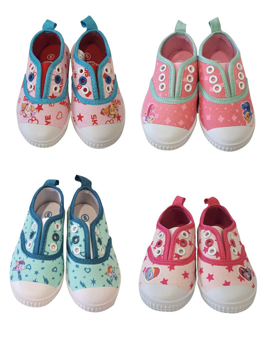 Girls Character “Face" Lace-less Toddler Infant Canvas Shoes Pumps