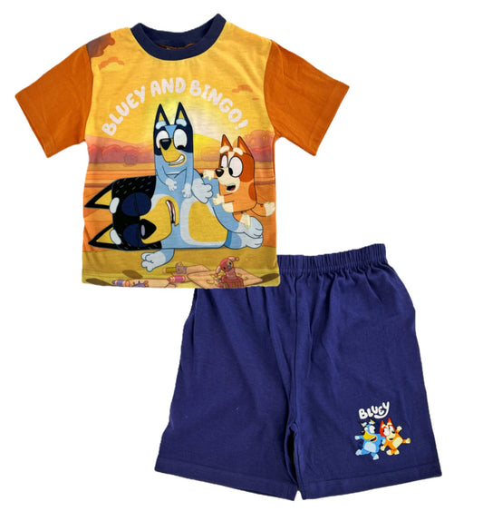 Bluey Boys’ Shortie Pyjamas Set – Toddler & Kids Nightwear Featuring Bluey & Bingo – Ages 18 Months to 5 Years