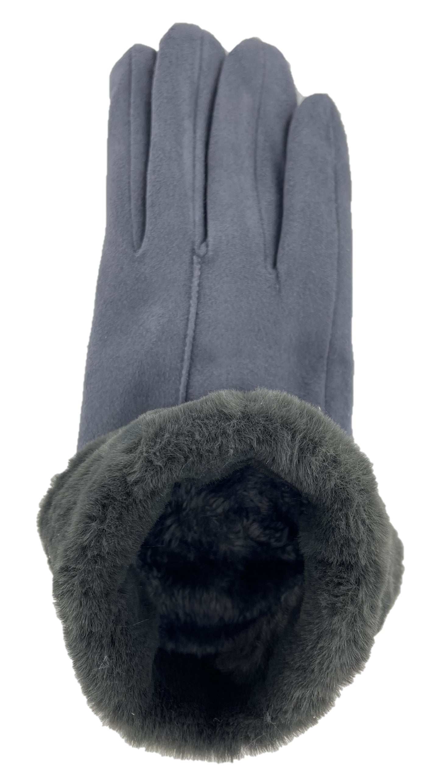Ladies Supersoft Faux Fur Trimmed Sherpa Lined Suedette Gloves