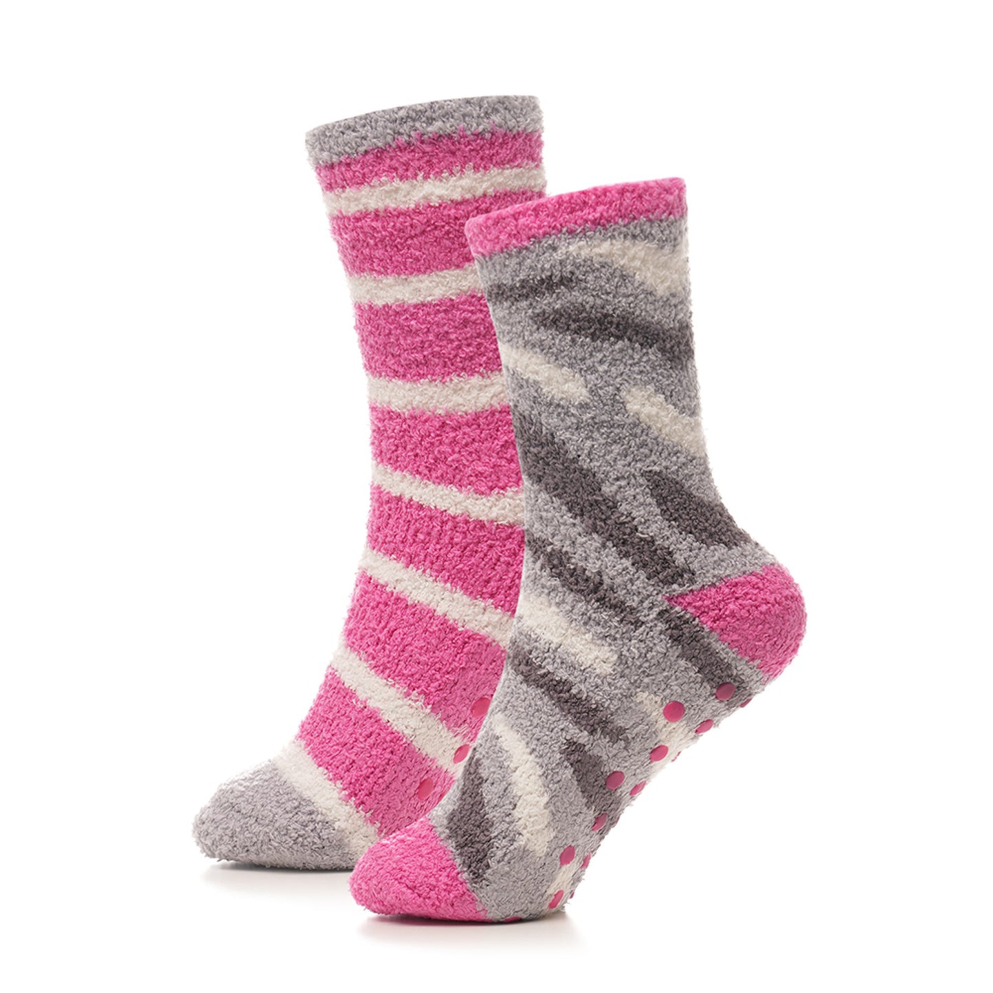 Ladies Cosy Gripper Socks 4 Pack Supersoft Fluffy Knitted Non-Slip Slippers