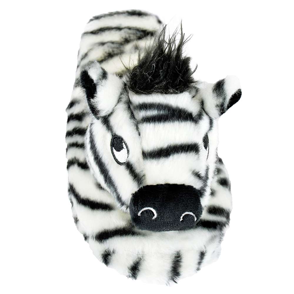 Ladies Plush 3D Zebra Novelty Slip On Mule Slippers