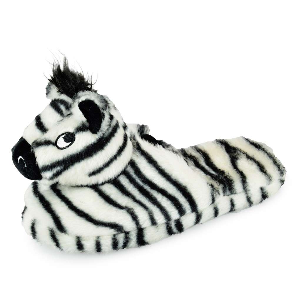 Ladies Plush 3D Zebra Novelty Slip On Mule Slippers