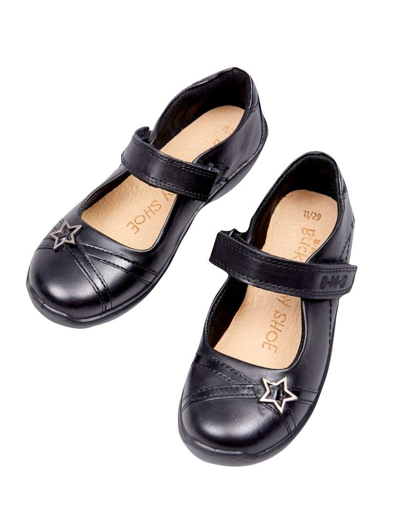 Buckle My Shoe Girls Black Leather Mary Jane School Shoes