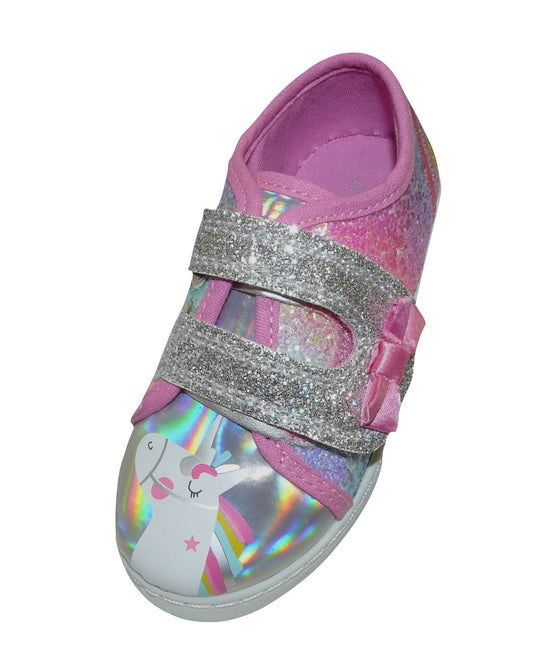 Girls Rainbow Glitter Unicorn Low Top Trainer