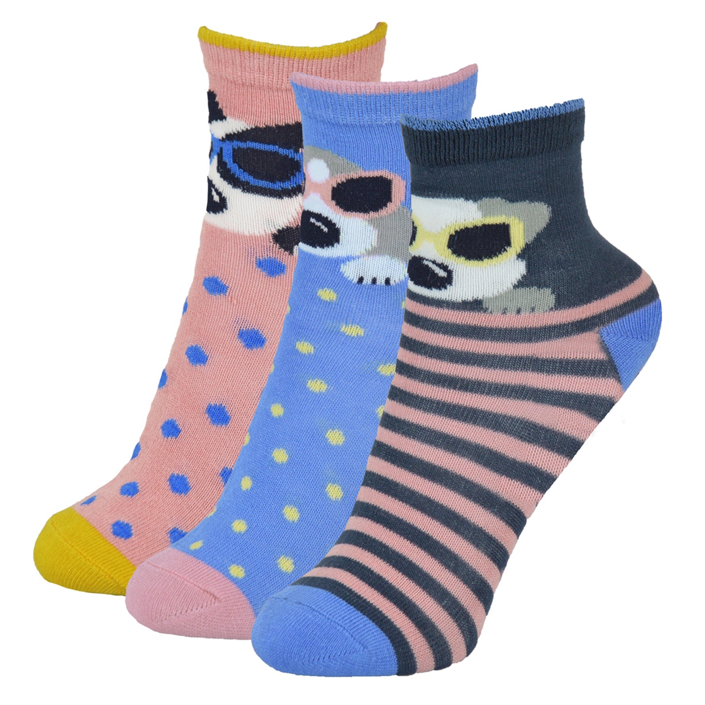 6 Pairs Girls' Unicorn and Dog Patterned Bamboo Socks