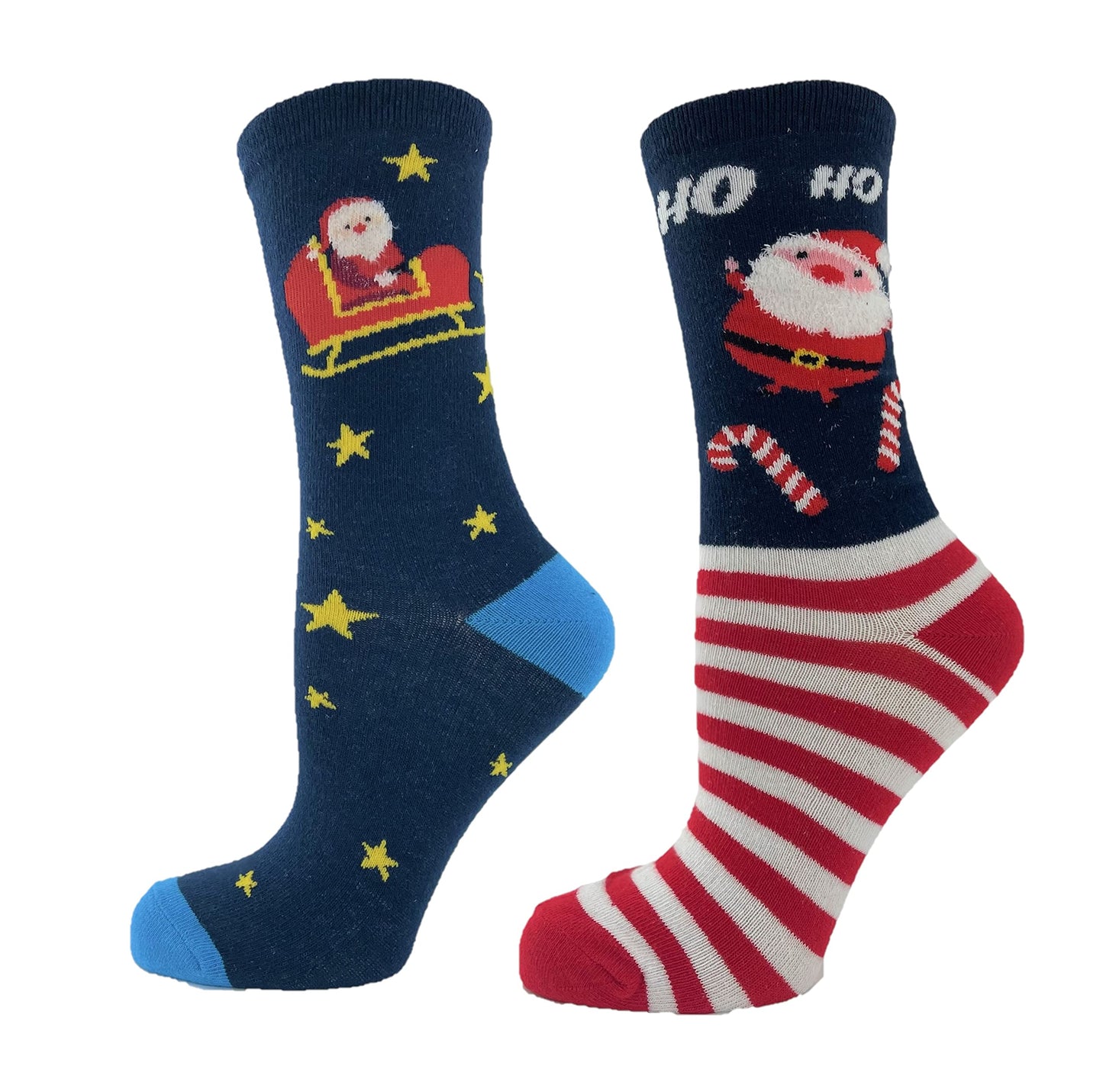1 Pairs Ladies Christmas Santa Patterned Cotton Rich Socks