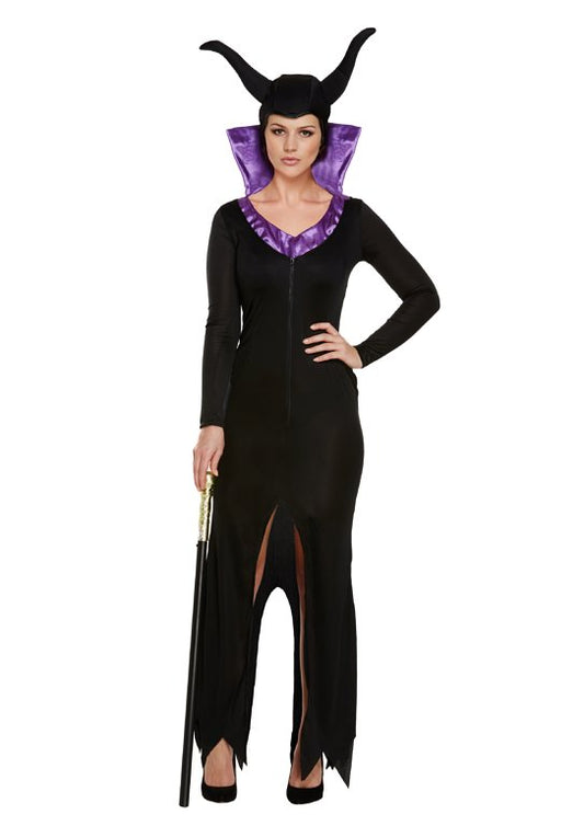 Ladies Halloween Evil Queen Fancy Dress Costume - Slim Fit One Size Costume