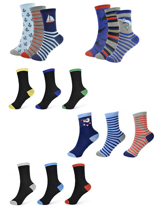 Boys Colourful Ankle Socks Various Designs and Sizes