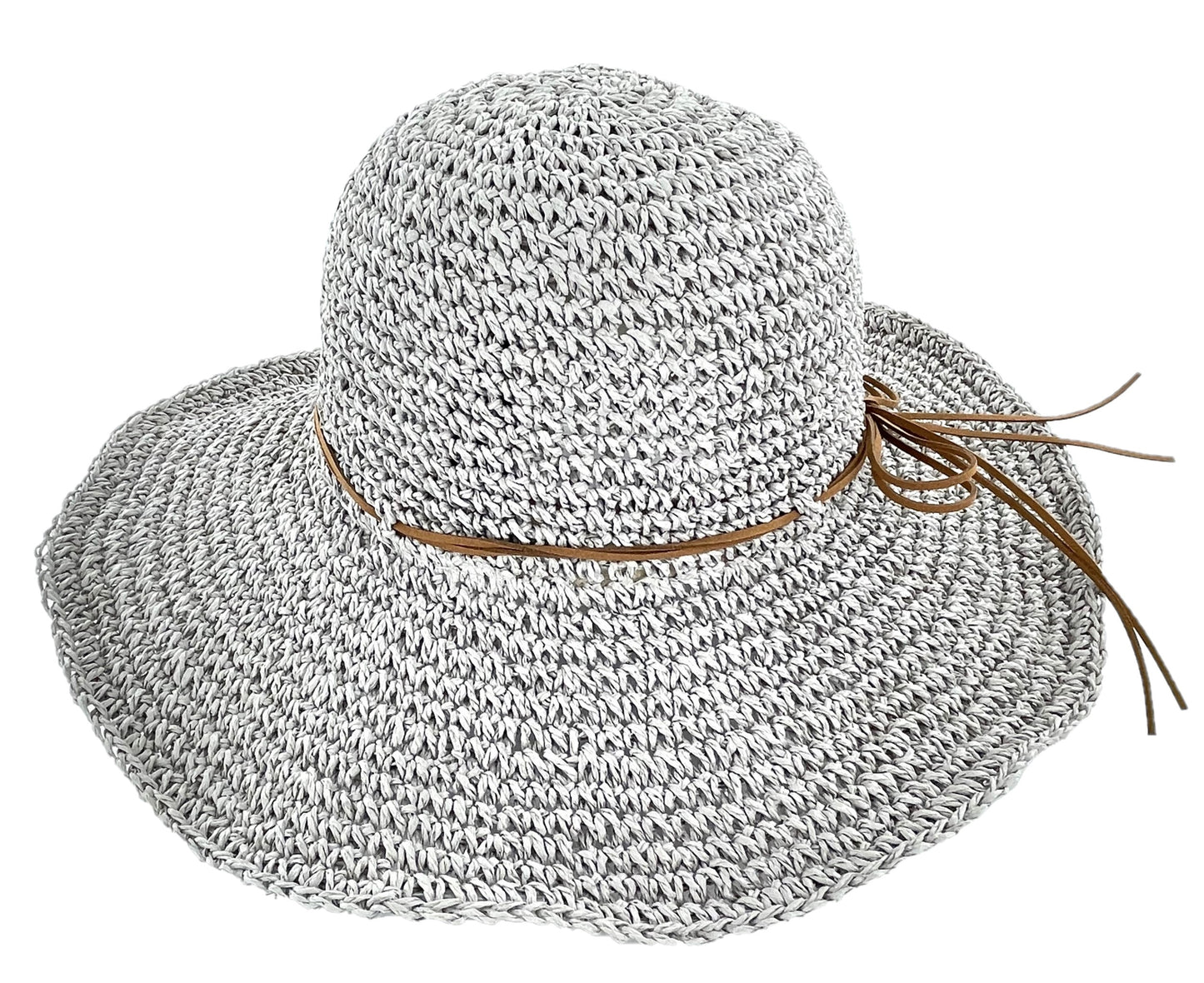 Ladies Wide Brimmed Floppy Straw Summer Sun Hat with Bow Detail