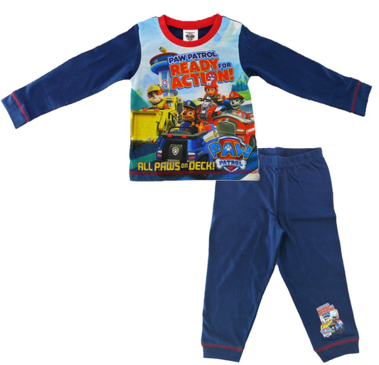 Paw Patrol Ready for Action Boys Blue Pyjamas Featuring Chase, Marshall, Rubble and Alex