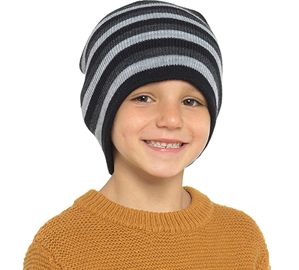 3 Pack Boys' Stripey Beanie Winter Hats